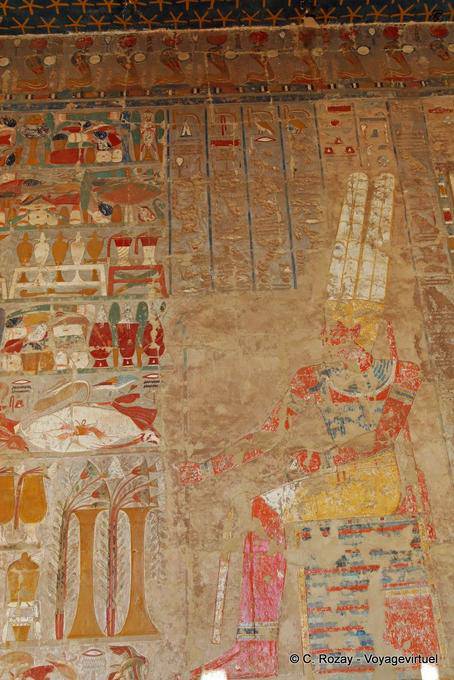 Ofrendas a Hamon, policromada, Capilla de Anubis, el Templo de Hatshepsut - Egipto