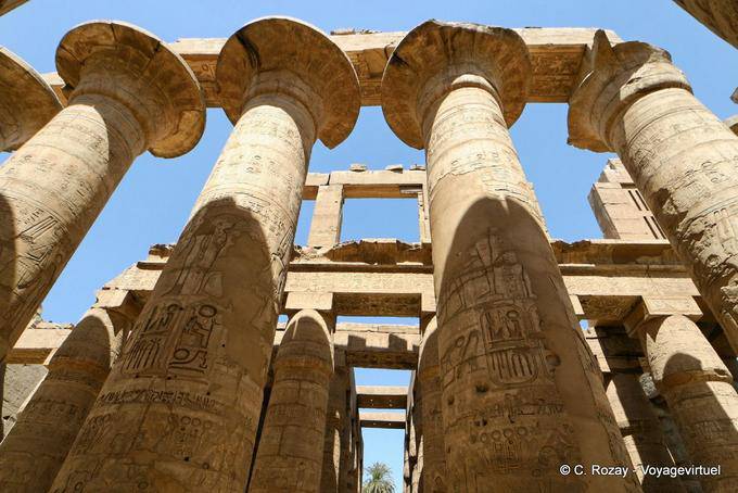 Sombrillas papiro, Sala Hipóstila, Templo de Karnak - Egipto