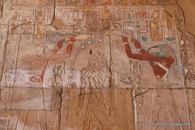 Thoth y Horus, Edfu purifican Hatshepsut, Santuario barcos sagrados, el templo de Karnak - Egipto