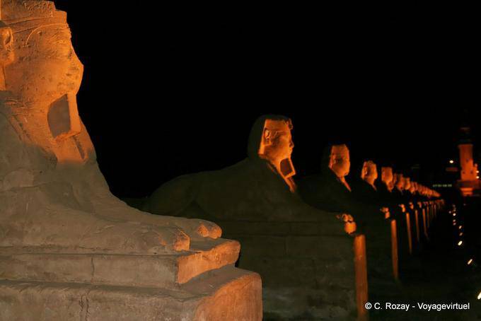 Visges fantasmales, noche Dromos, Templo de Luxor - Egipto