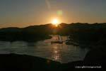 Aswan puesta de sol desde la terraza del bar del hotel Old Cataract, Egipto.
