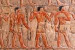 Friso pintado en colores originales, Mastaba de Mereruka, Saqqara, Egipto.