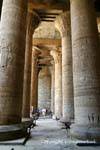 Span de columnas de la primera sala de columnas o pronaos del templo de Edfu, Egipto.