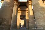Columnas de papiro del deuxière sala hipóstila, templo de Kom Ombo, Egipto.