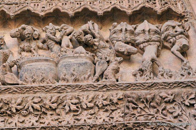 Escena del Infierno, ollas y demonios, la Catedral de León - España