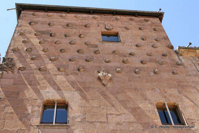 Casa de las Conchas, conchas fachada San Santiago, Salamanca - España