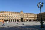 Salamanca, vista panorámica de la fachada, la Plaza Mayor, España.