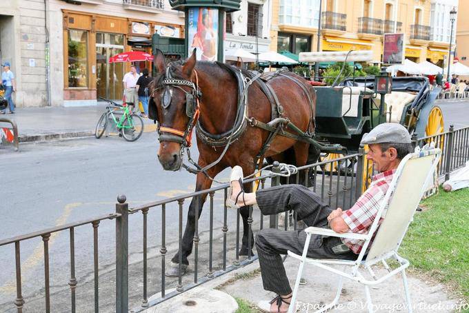 Valencia, descanso para el conductor del carro - España