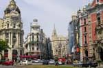 Madrid, calle Alcalá, Gran Vía, freno automático, España.