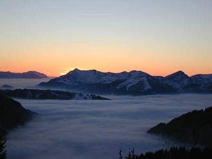 Sunset in valley Alps