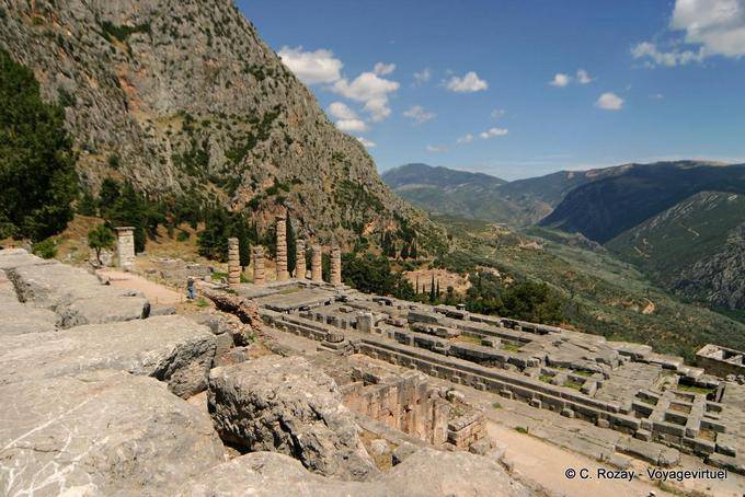Panorama del templo de Apolo, Delphi - Grecia