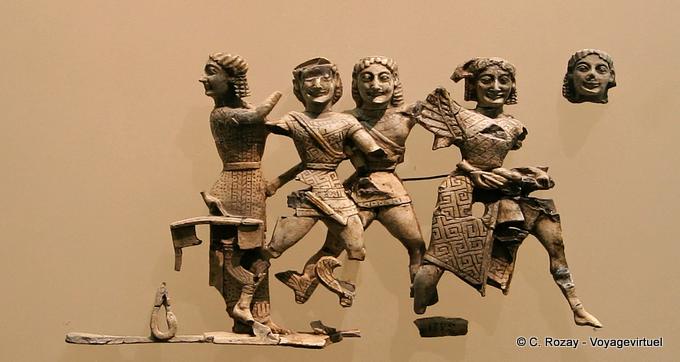 Alivio de marfil tallado decorar un cofre de madera, Delphi Museum - Grecia