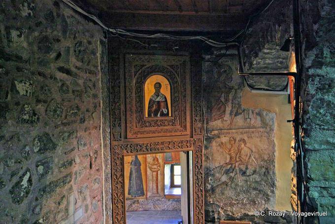 Fresco y permanece icono, Agios Nikolaos Monasterio Anapafsas, Meteora - Grecia