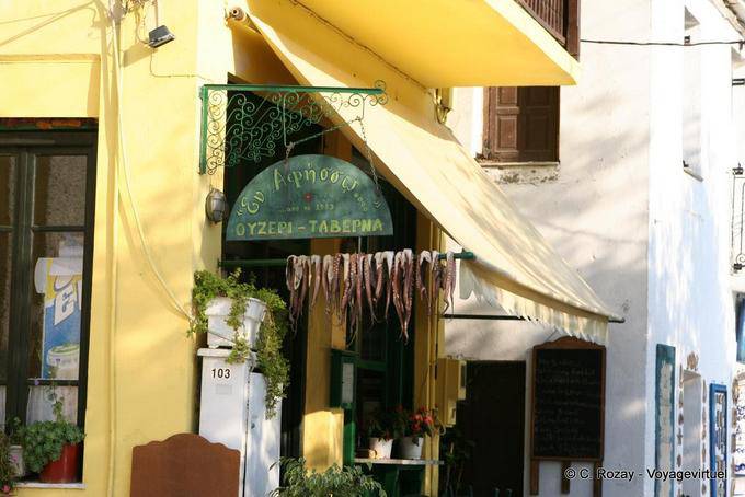 Pulpo antes del Ouzeri, Afissos, Pelión - Grecia