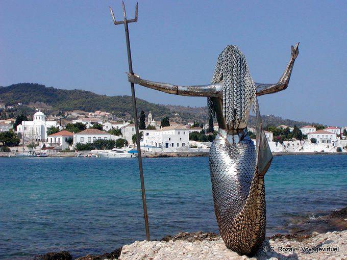 Metal escultura sirena, Spetses - Grecia