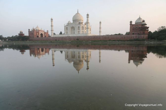 Agra Taj Mahal Sunset Yamuna Reflect - India