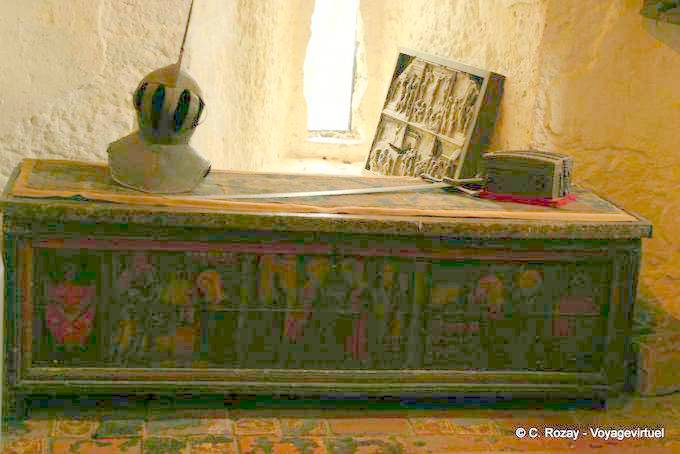 Italiano Cassone decorado con escenas bíblicas XV, capilla privada, el Castillo de Bunratty - Irlanda