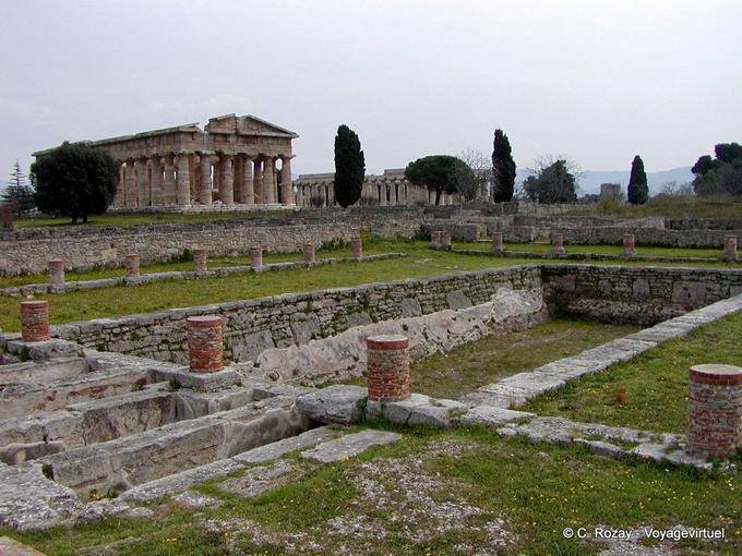 Panorama de la zona arqueológica, Paestum - Italia