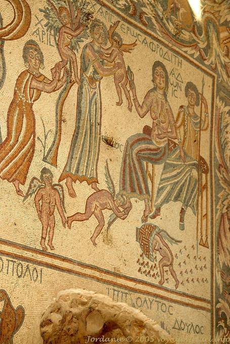 Las cifras de Grecia, Afrodita nalgadas un querubín, Madaba - Jordania