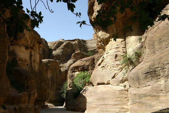 La estrechez del paso entre las paredes del desfile Siq, Petra - Jordania
