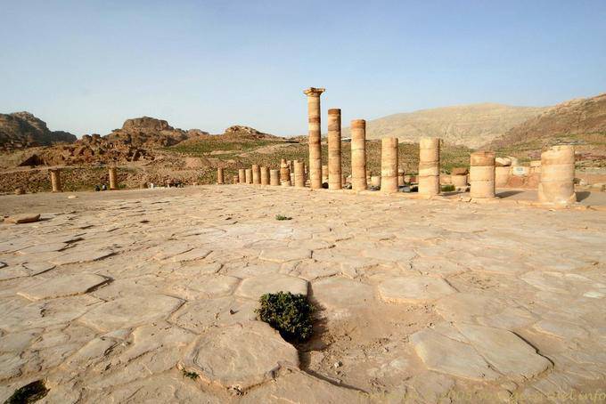 Columnas de todo el temenos del Gran Templo, Petra Ciudad Baja - Jordania