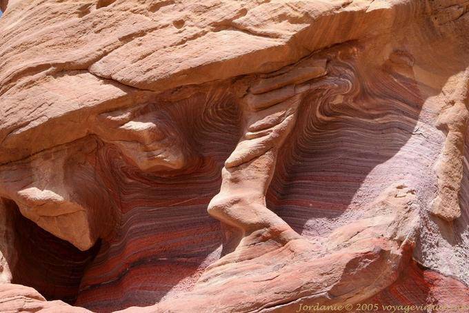 Formas de la agregación y cementación de granos de arena, Wadi Al-Farasa, Petra - Jordania