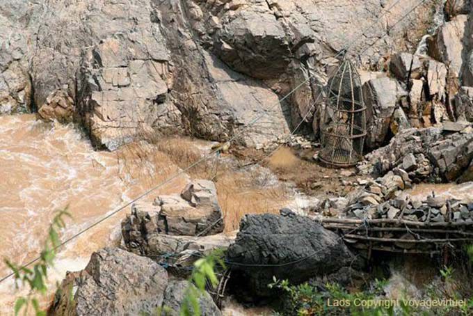 Nasse en Li Phi cae, Mekong, Laos