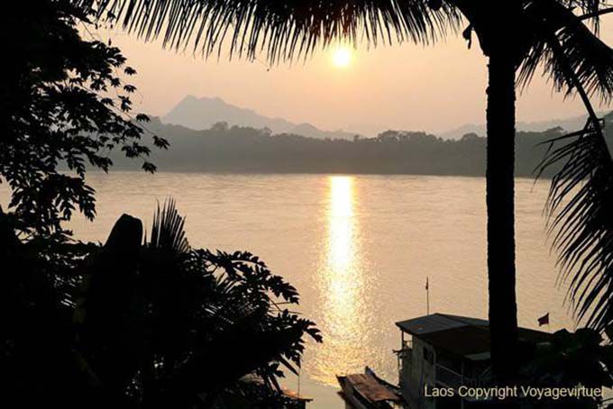 Atardecer en el río Mekong, Luang Prabang, Laos