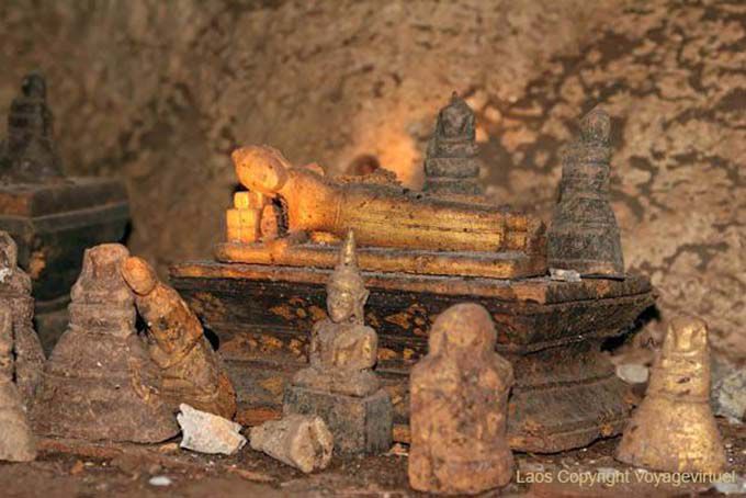 Rare Buda reclinado, Tham Phum, Pak Ou, Laos