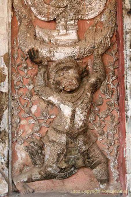 Ilustración de la historia del príncipe Pookkharabat, Wat Si Saket, Vientiane, Laos