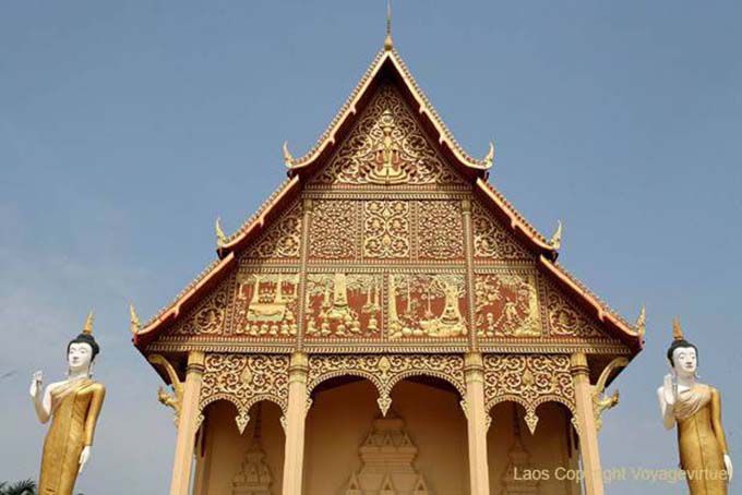 Ornamentación Pha de oro que Luang, Vientiane, Laos