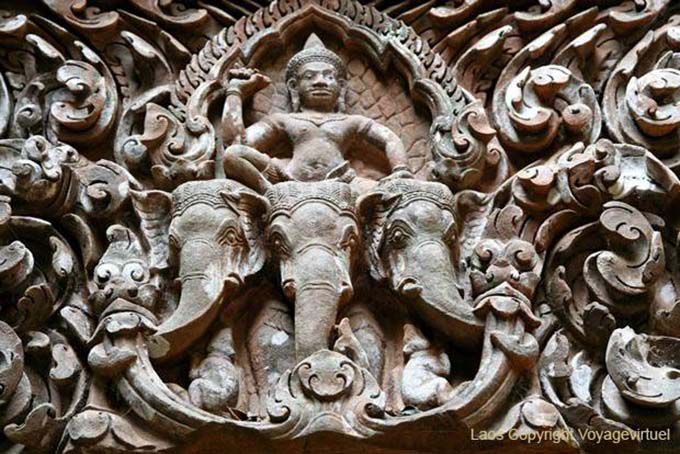 Tríptico de elefante, Wat Phu, Laos