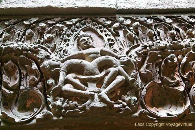 Striping budista matando Kaliya Krishna, Vat Phou, Laos