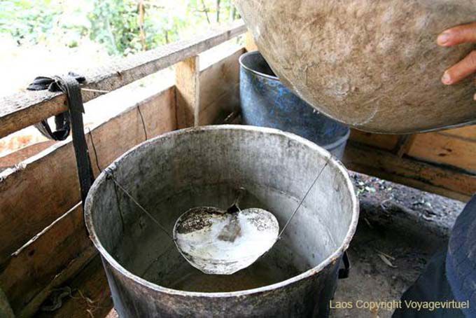 Preparación de vino de arroz, Xieng Khouang Lao, Laos