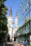 Schiller Platz, Iglesia protestante, Martin-Luther-Kirche, Linz, Austria.