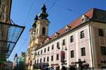 Ursulinenkirche, vista desde Landstrasse, Linz, Austria.
