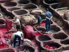 Sumergirse carmín para la piel, Fez curtiduría, Marruecos.