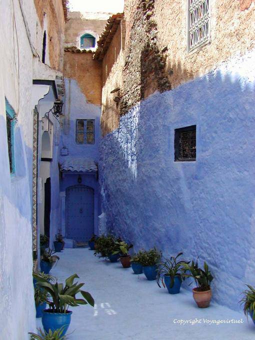 Calle maceta plantas, Chefchauen - Marruecos