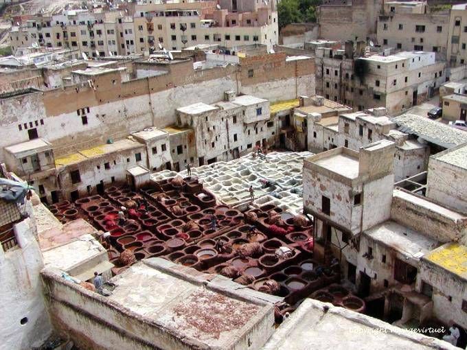Las curtiembres vieron una terraza, Fez - Marruecos
