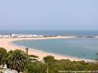 Panorama en la playa de la laguna cala, Oualidia, Marruecos.