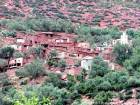 Casas y terrenos son uno, pueblo bereber en el valle de Ourika, Marruecos.