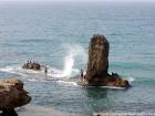 Roca soplador playa RMOD Ixdain, Cebadilla Al Hoceima, Marruecos.