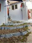 Close up de la antigua escalera, Chefchaouen, Marruecos.
