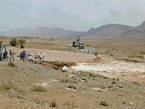 Nkob, después de la tormenta, el río bloqueo de la carretera, Marruecos.
