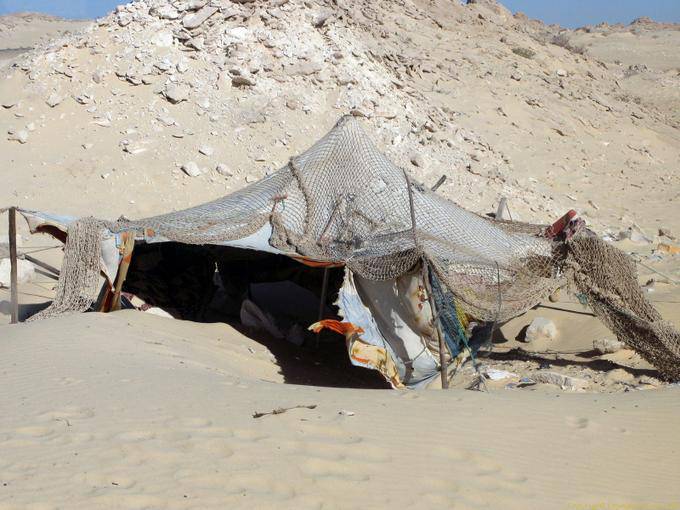 Tienda de campaña en el desierto, Nouadhibou, Mauritania