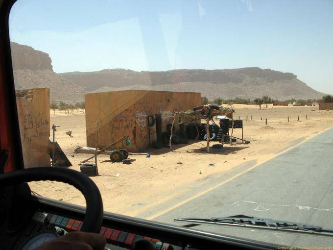 Vista desde la cabina del camión, Hope Road, Mauritania