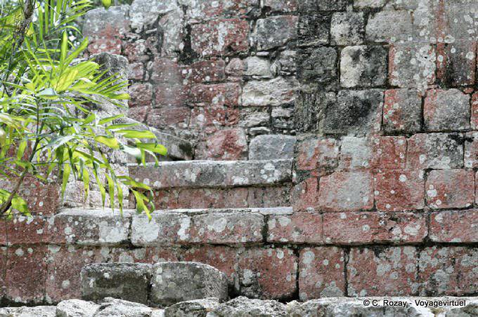 Color de la pared precolombina Chicanná - Mexico