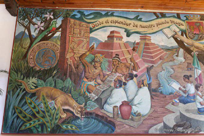 Mural en honor del pueblo maya, Casa de la Cultura, Comitán - Mexico