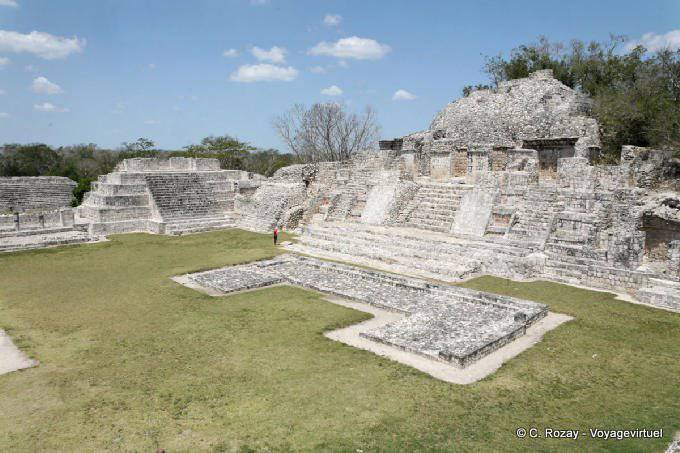 En vez vista del templo principal, Templo del Norte, Edzná - Mexico