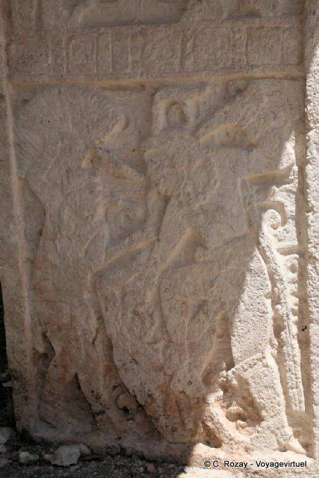 Escena Guerra friso en la pared, Kabah - Mexico